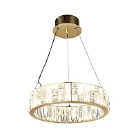 Люстра подвесная Crossa 5072/60L Odeon Light белая прозрачная на 1 лампу, основание золотое в стиле современный кольца Люстра подвесная Crossa 5072/60L Odeon Light белая прозрачная на 1 лампу, основание золотое в стиле современный кольца